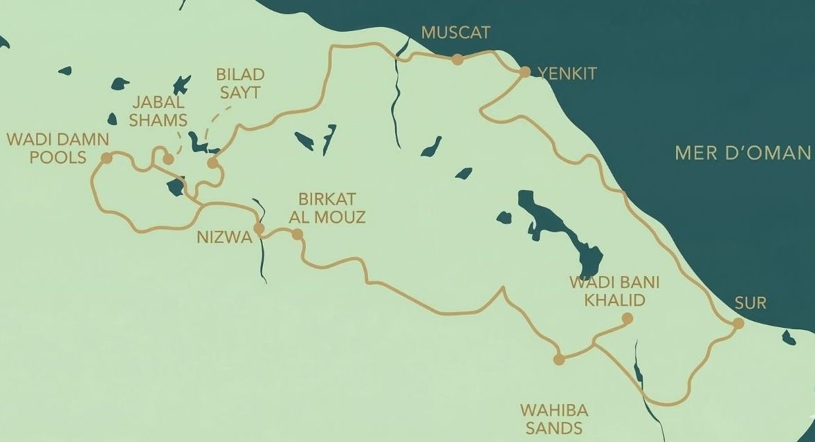 Carte d'une semaine à Oman