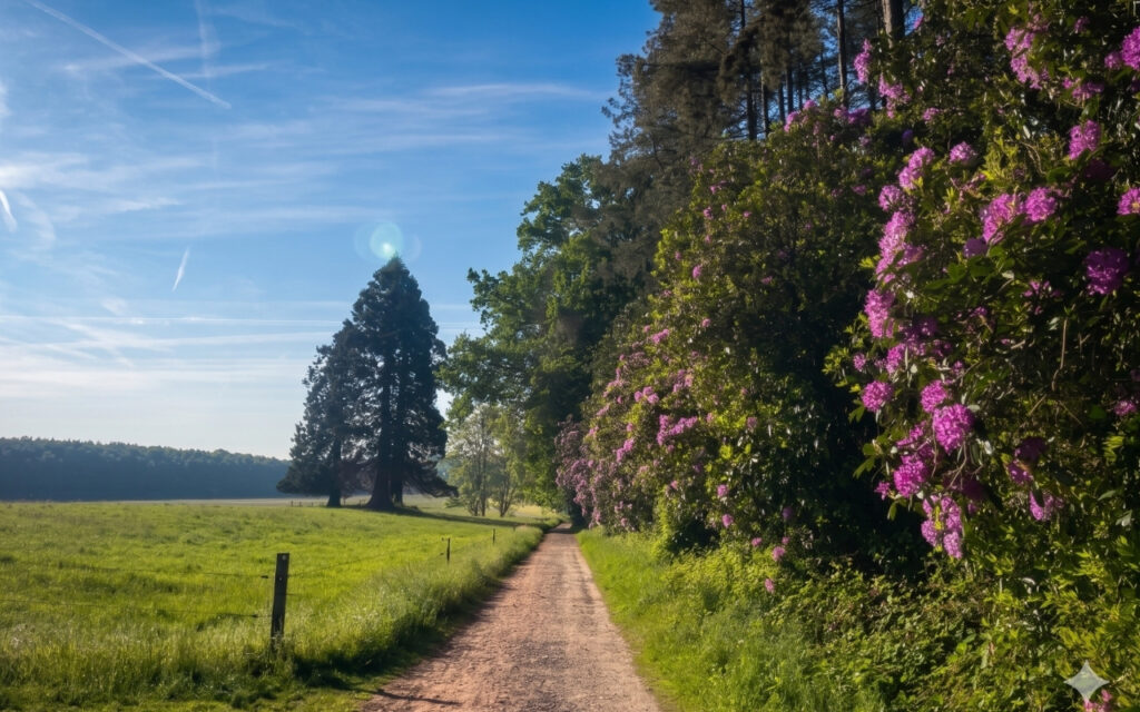 Chemin au parc de Hulpe en randonnées