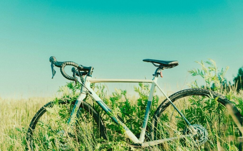 Vélo gravel Vélo gravel débutant dans une prairie
